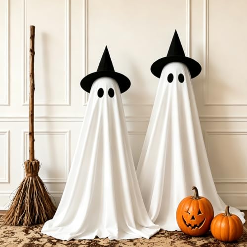 2Pack Halloween Ghost Decorations Outdoor with Remote Lights (2 Count)