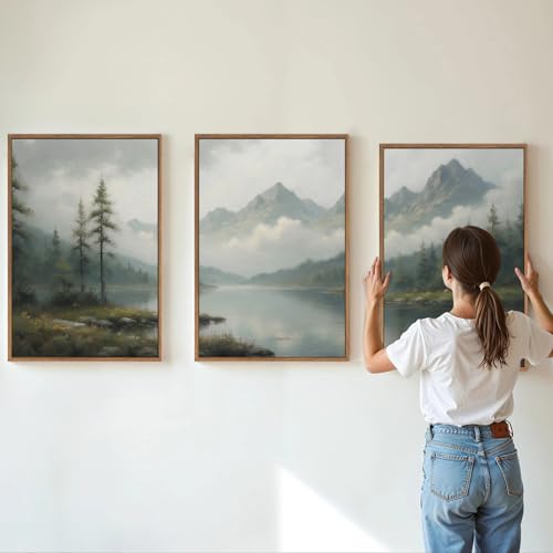 Large Green Forest Framed Canvas Wall Art Set (3 Count)