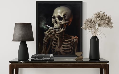 Skull Smoking Ciggarettes Poster Art Print