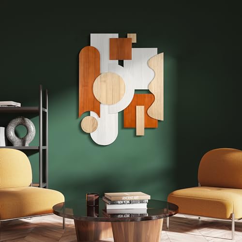 Cinnamon Dreamscape II" Handmade Dimensional Solid Paulownia Wood Abstracts Wall Art (23 Count)