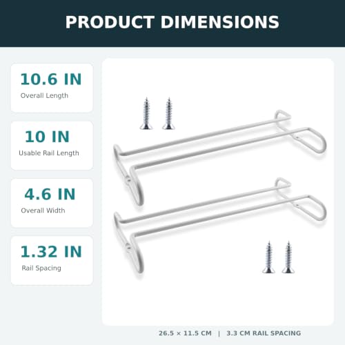 2 Pack 10.3 Inch Under Cabinet Hanging Wine Glass Racks (2 Count)