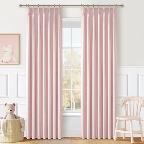 Baby Pink Modern Pinch Pleated Curtains & Drapes 84 Inch Length 2 Panels Set for Living Room (2 Count)