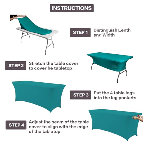 2 Pack 4FT Table Cloth for Rectangular Spandex Lake Blue Cover (2 Count)