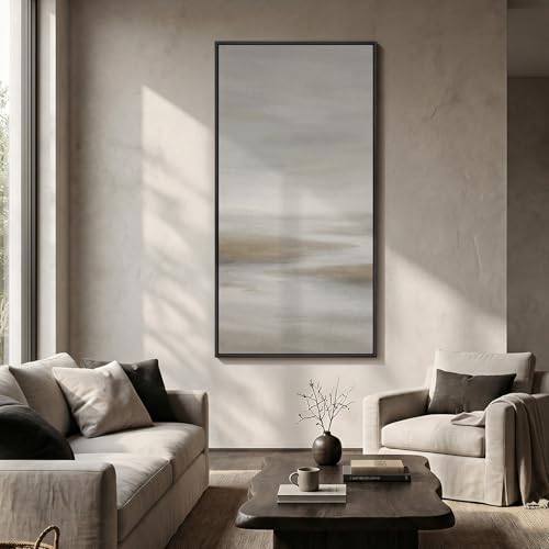 Large Framed Neutral Abstract Landscape Wall Art