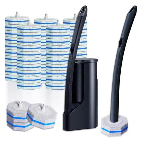 Disposable Toilet Brush with 50 Cleaner Refills Pads