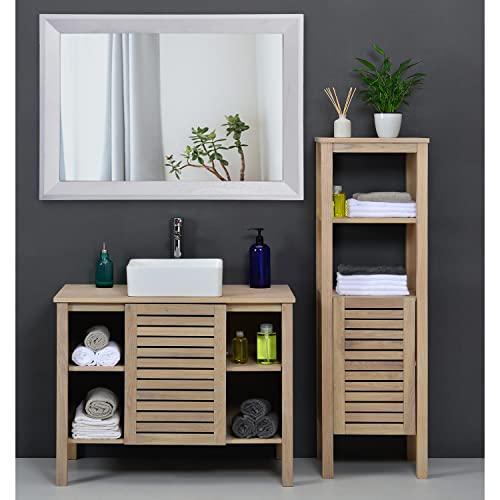 Rectangular Wall Mirror Decorative Wood Framed Mirrors Large 28"x20" for Farmhouse Bedroom Bathroom Living Room Entryway Hanging Home Decor