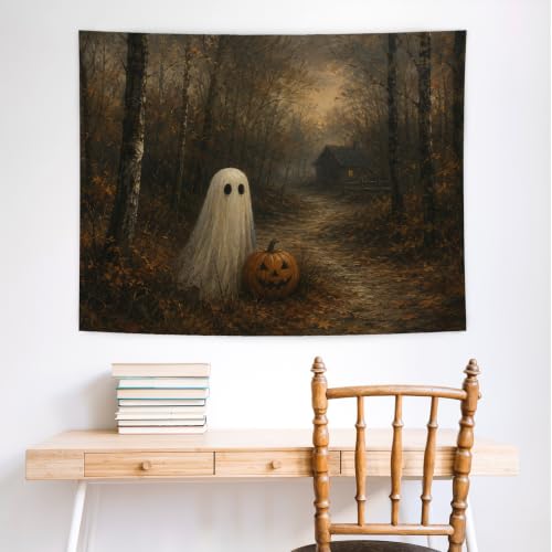 Fall Halloween Ghost Pumpkin Tapestry 50x60 Inches