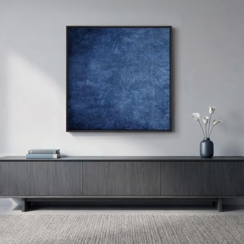 Large Framed Modern Navy Blue Abstract Wall Art for Living Room