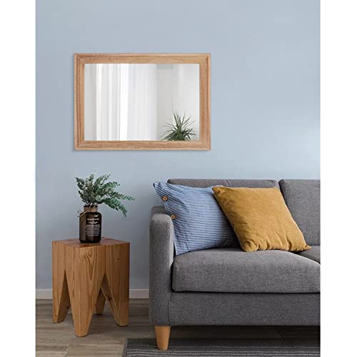 Rustic Mirrors for Wall Rectangle Wooden Frame Hanging Mirror for Bedroom Bathroom Living Room Entryway Large 20"x16"