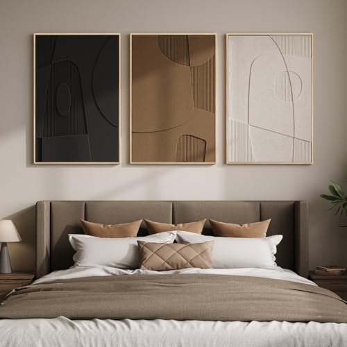 3D Textured Large Framed Abstract Wall Art for Living Room (3 Count)