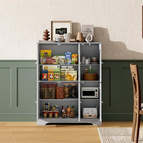 Bathroom Floor Cabinet with 6 Doors and Adjustable Shelves