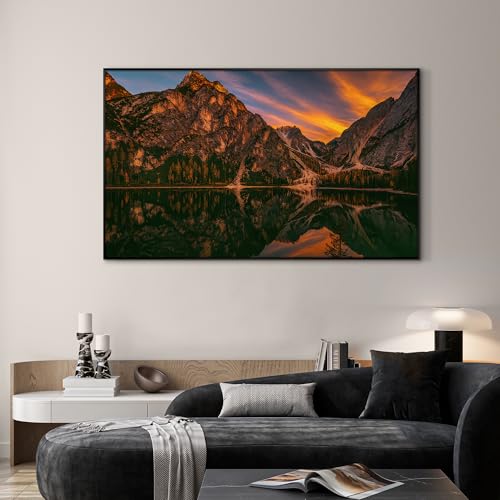 30"x60" Extra Large Framed Wall Art Majestic Mountain Landscape Reflected in Lake at Sunset for Home Living Room Bedroom Decor