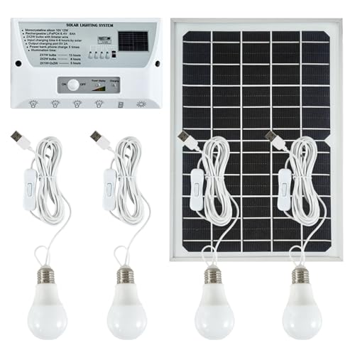 Solar Powered Indoor & Outdoor Pendant Lights with 4 LED Bulbs