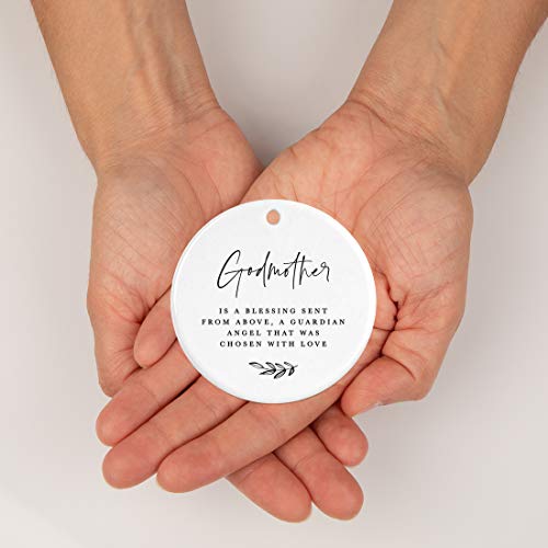 Round Ceramic Porcelain Christmas Ornament Collectible Godmother Gift