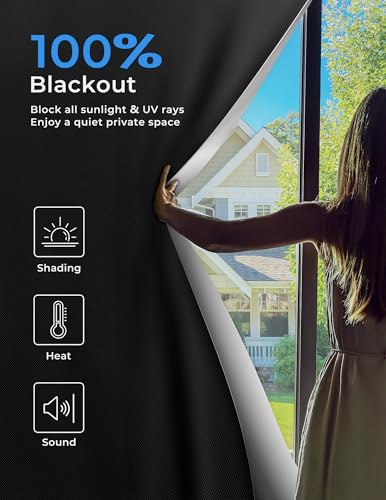 Blackout Curtains 48"x72" Portable No Drill Black Out Window Cover