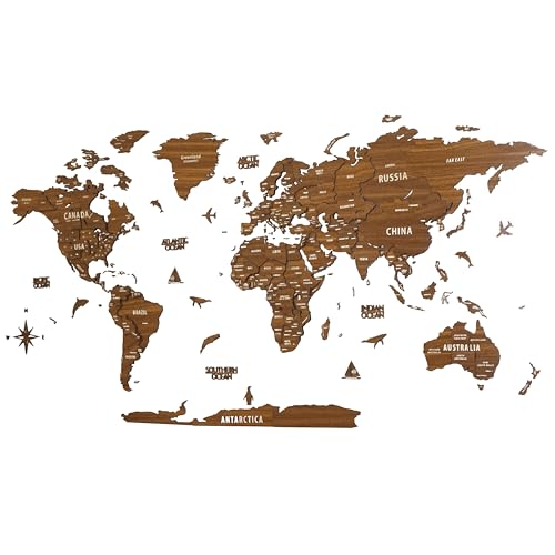 Multilayer 3D Wooden World Map