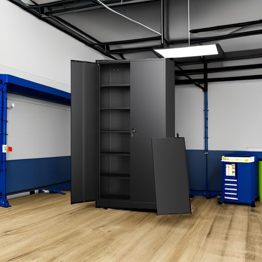 Metal Garage Storage Cabinets with Lock Door and Adjustable Shelves