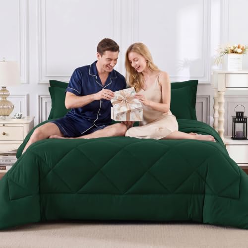 Queen Comforter Set 88"x88" Emerald Green