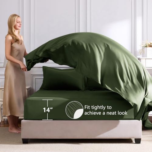 Queen Comforter Set 88"x88" Olive Green