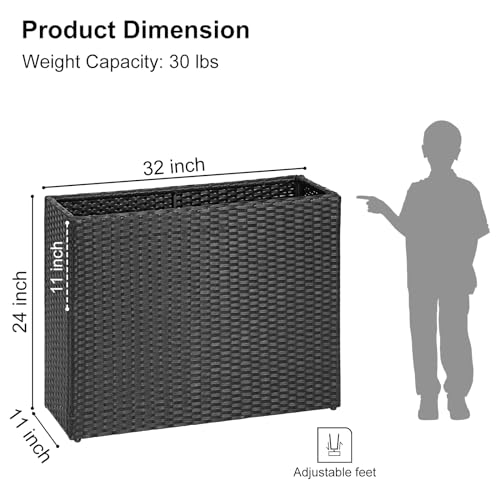 Large Rectangular Planter for Outdoor Rattan Block Box 32x11x24''