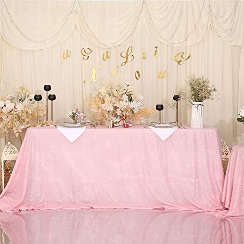 Sequin Tablecloth 90x132 Inch Pink for Birthday Wedding Party
