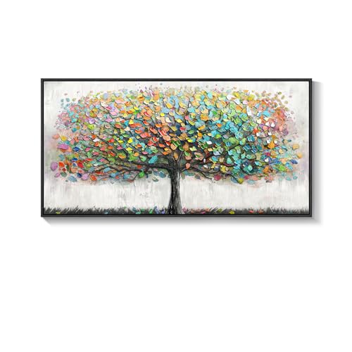 Large Framed Tree of Life Colorful Wall Art