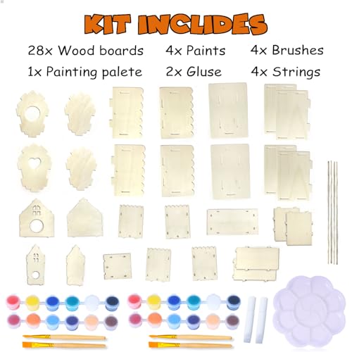 4 Pack Bird House Craft Kit