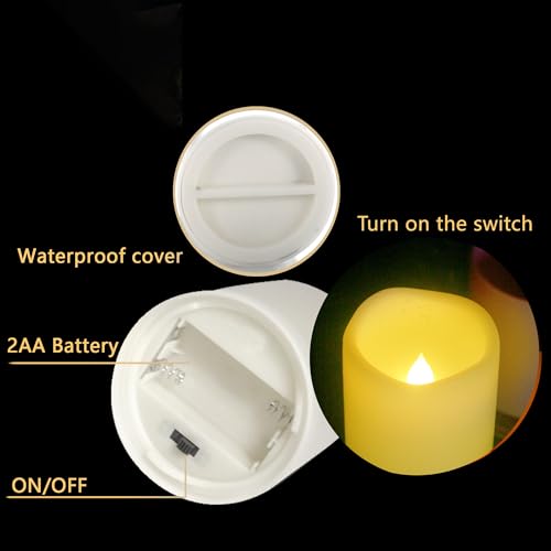 Waterproof Outdoor Battery Operated Flameless Candles with Auto Timer Flickering Plastic Resin Electric LED Pillar Lights for Lantern Patio Garden Wedding Party Decorations 3x4 Inches 6 Pack White (6 Count)