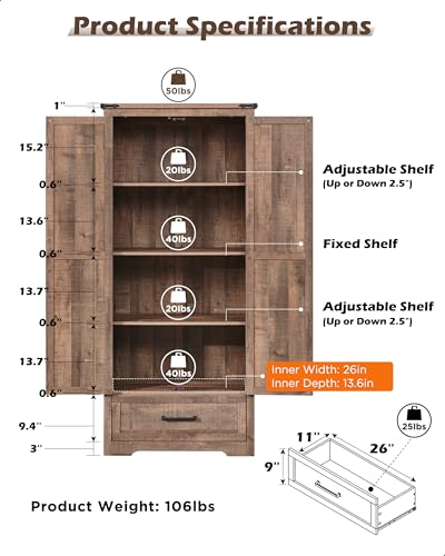 72" Tall Wood Storage Cabinet