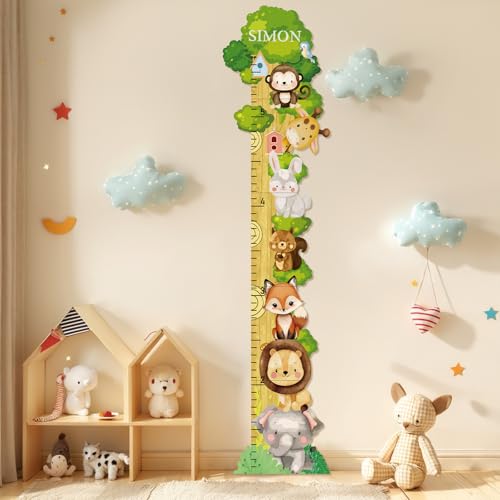 Personalized Name Wood Height Chart for Kids Wall Display