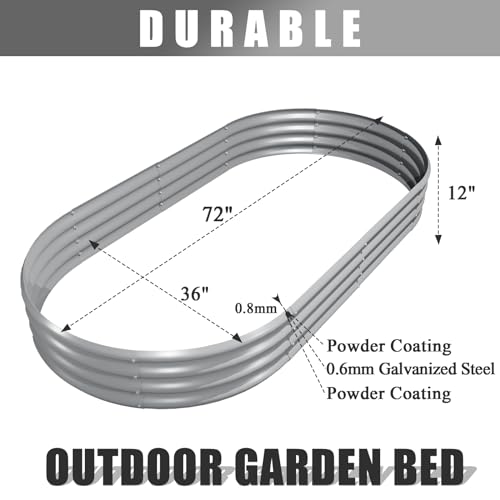 2 Pack 6x3x1FT Galvanized Raised Garden Bed Kit Oval Metal Ground Planter Box Outdoor Bottomless Planter Raised Beds for Vegetables Flowers Herbs Fruits