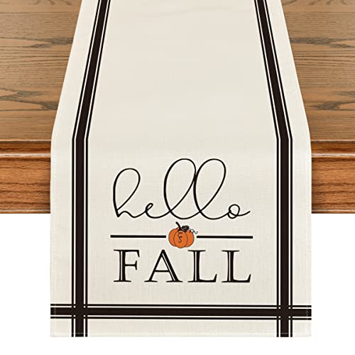 210 GSM Hello Fall Table Runner Home Party Decor 13x36 Inch