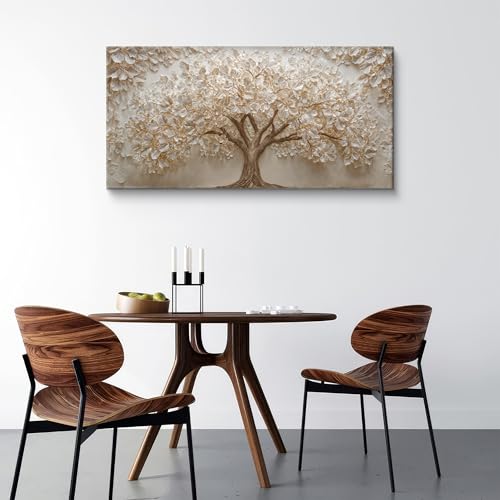 White Nature Tree Of Life Canvas Wall Art Decor For Living Room Print 24*48