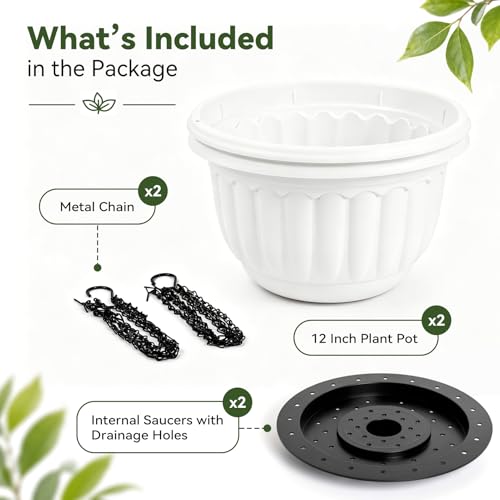12 Inch Hanging Planters for Outdoor Plants (2 Count)