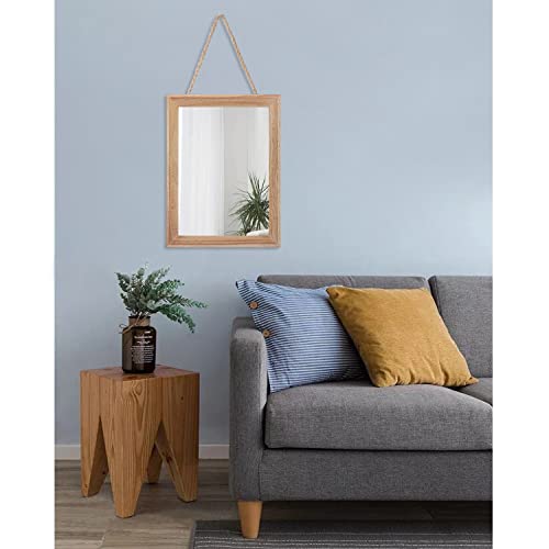 Rustic Mirrors for Wall Rectangle Wooden Frame Hanging Mirror for Bedroom Bathroom Living Room Entryway Small