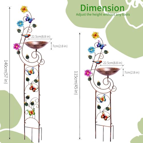 Metal Bird Bath with Trellis for Outside
