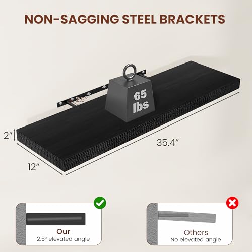 12 Inch Deep Floating Shelves 36” Set of 2 (2 Count)