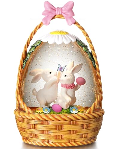 Easter Snow Globe Bunny Snow Globe Basket with Timer