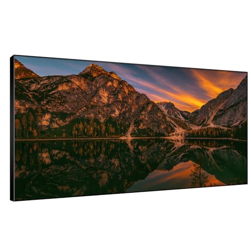 24"x46" Extra Large Framed Wall Art Majestic Mountain Landscape Reflected in Lake at Sunset for Home Living Room Bedroom Decor