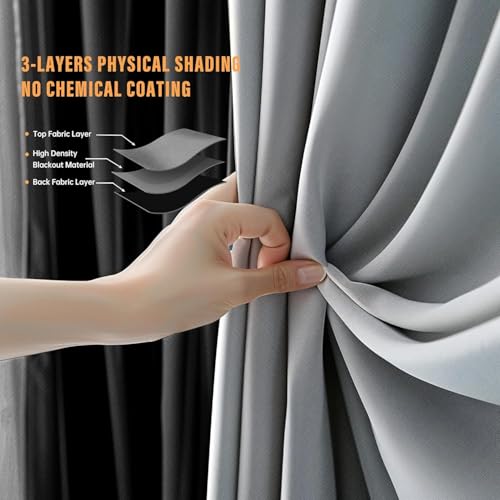 Room Divider Curtains with Flexible Ceiling Curtain Tracks Set
