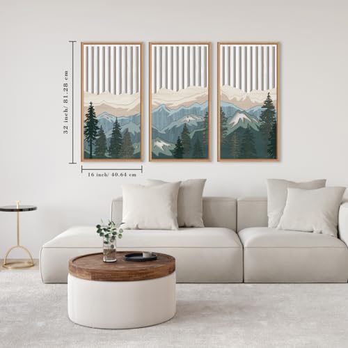 Large Mountain Wood Wall Art Framed Decor Set of 3