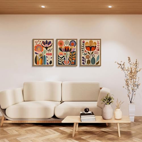 Framed Colorful Floral Wall Art Set of 3