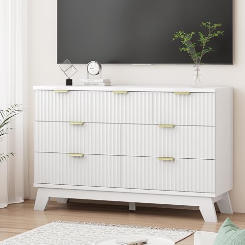 Fluted Dresser for Bedroom with 7 Drawers