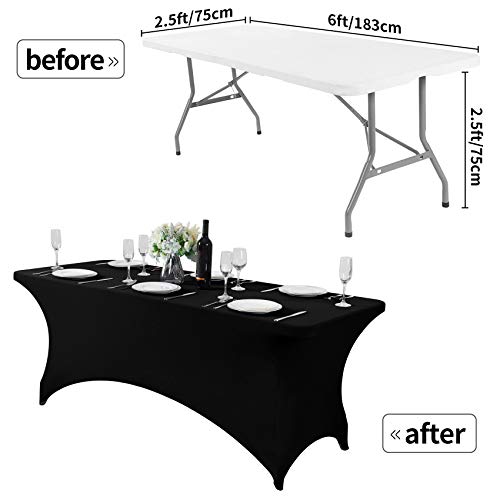 2Pack Spandex Table Cover for 6Ft or 4fT or 8ft Table Universal Fitted Stretch Tablecloth for Party (2 Count)