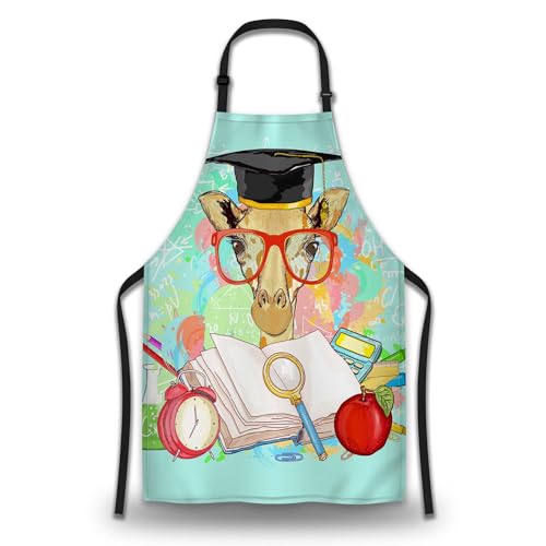Kitchen Apron for Women Animals Students Giraffe Cooking Aprons for Men for Cooking Restaurant BBQ Painting Crafting Gardening 27”