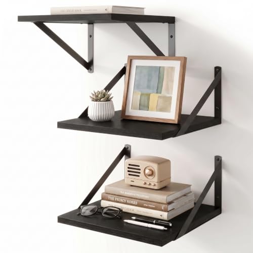 Black Floating Shelves Set of 3