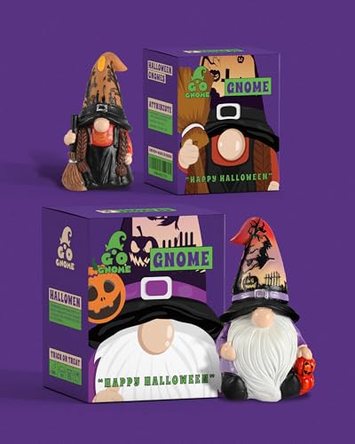 Halloween Gnomes and Witch Figurines (2 Count)