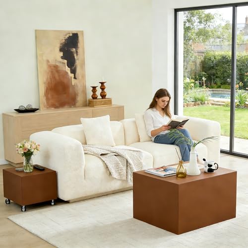 23.62" Modern Leather Coffee Table Set