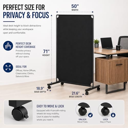 Rolling Room Divider with Wheels
