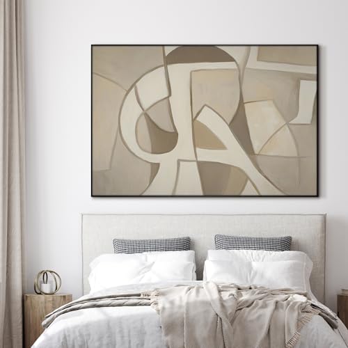 46"x72" Extra Large Framed Wall Art Neutral Abstract Geometric in Mid
